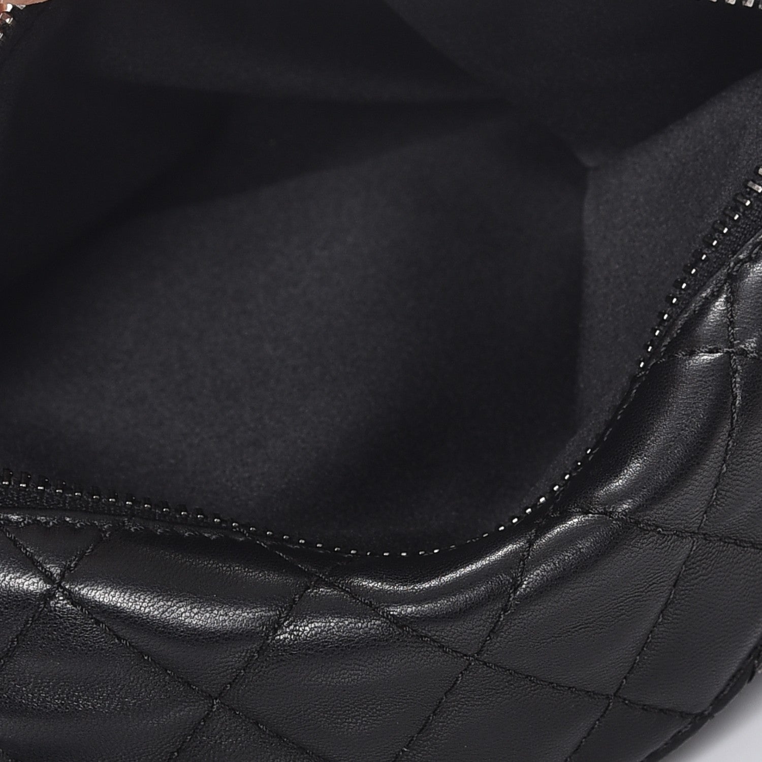 Chanel Lambskin Quilted Banane Waist Bag Fanny Pack Black 6 of 10