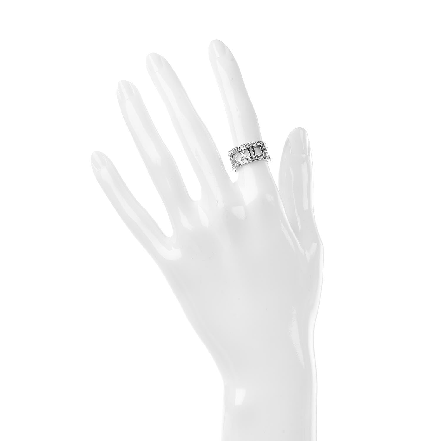 Tiffany 18K White Gold Diamond Atlas Open Ring 49 4.75 2 of 6