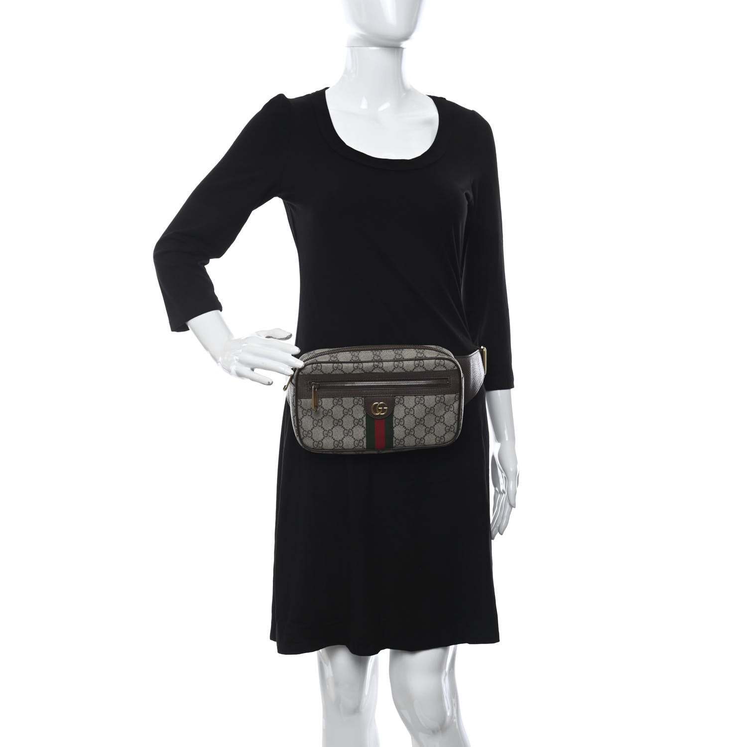 Gucci Soft GG Supreme Monogram Medium Ophidia Belt Bag Dark Brown 2 of 9