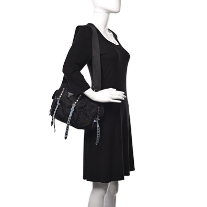 Prada Nylon New Vela Studded Messenger Black Astrale 2 of 13