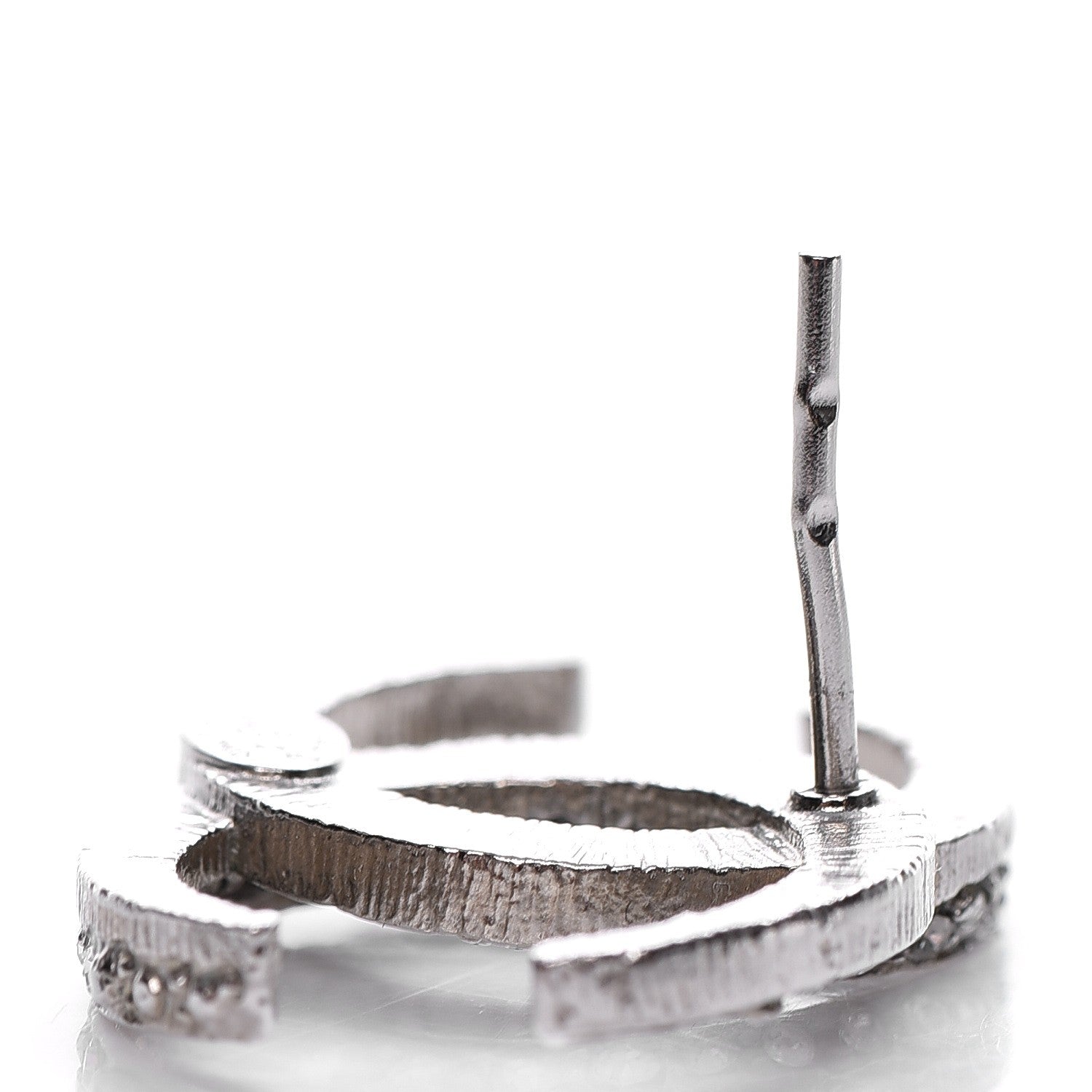 Chanel Crystal CC Moon Earrings Silver 3 of 6