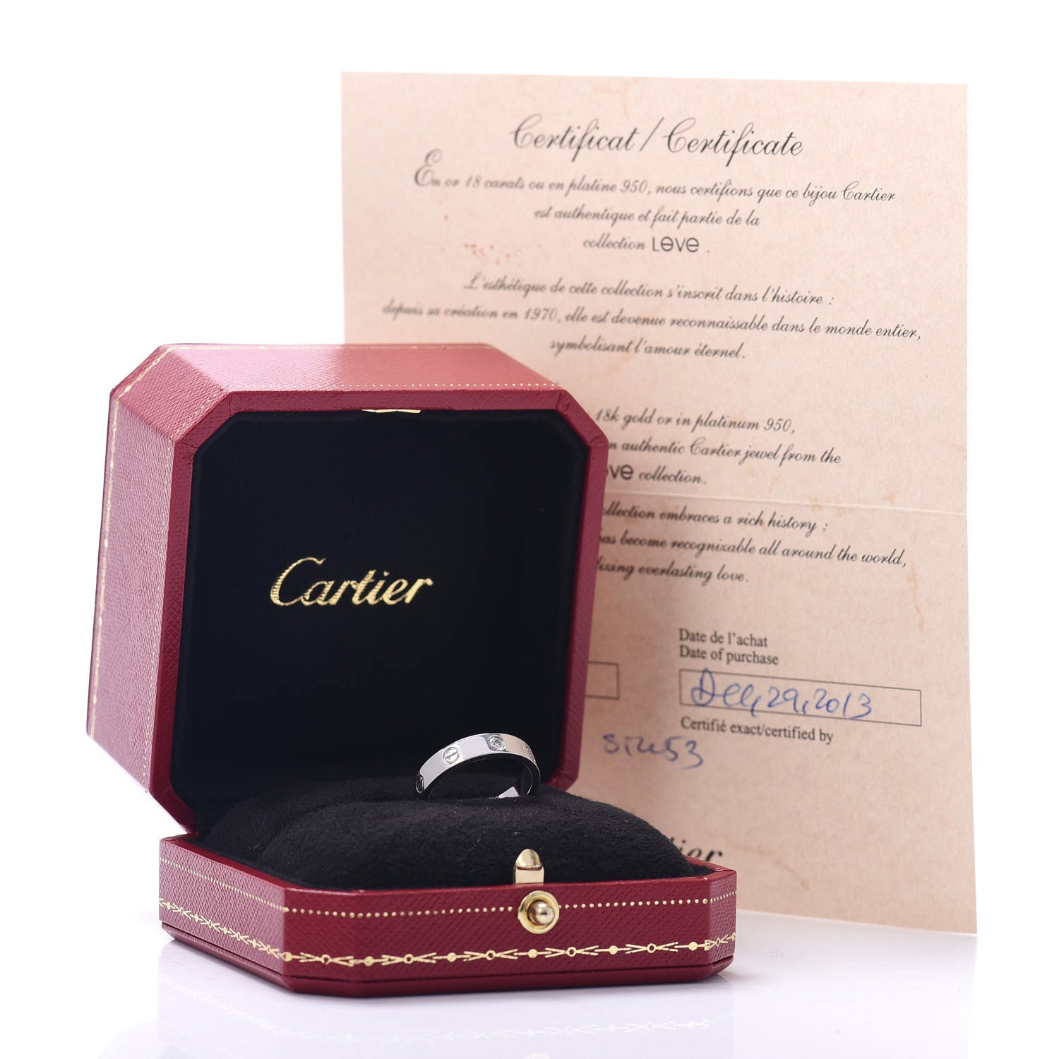 Cartier 18K White Gold Diamond 4mm LOVE Wedding Band Ring 53 6.25 5 of 5