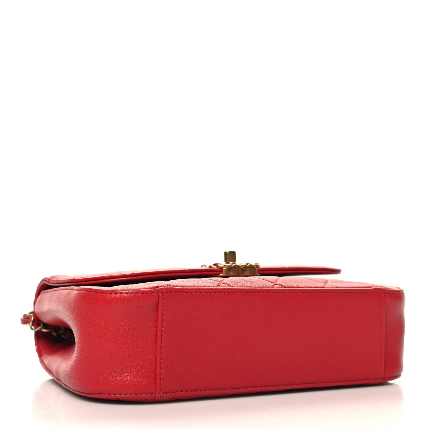 Lambskin Quilted Chain Infinity Top Handle Flap Red