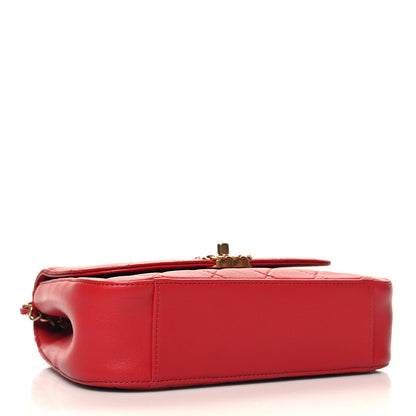 Chanel Lambskin Quilted Chain Infinity Top Handle Flap Red 4 of 10