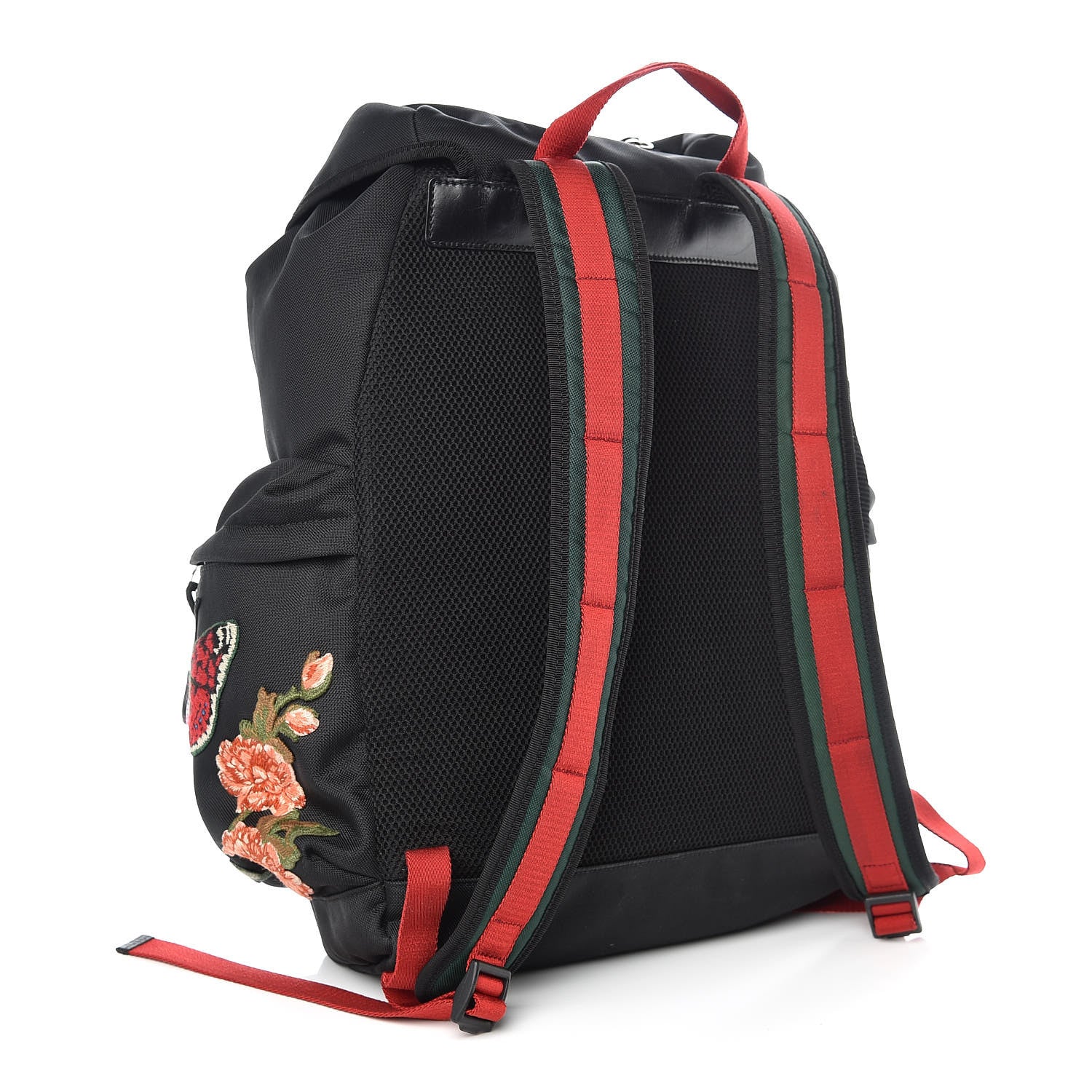 Gucci Techno Canvas Web L'Aveugle Par Amour Embroidered Double Buckle Backpack Black 3 of 14