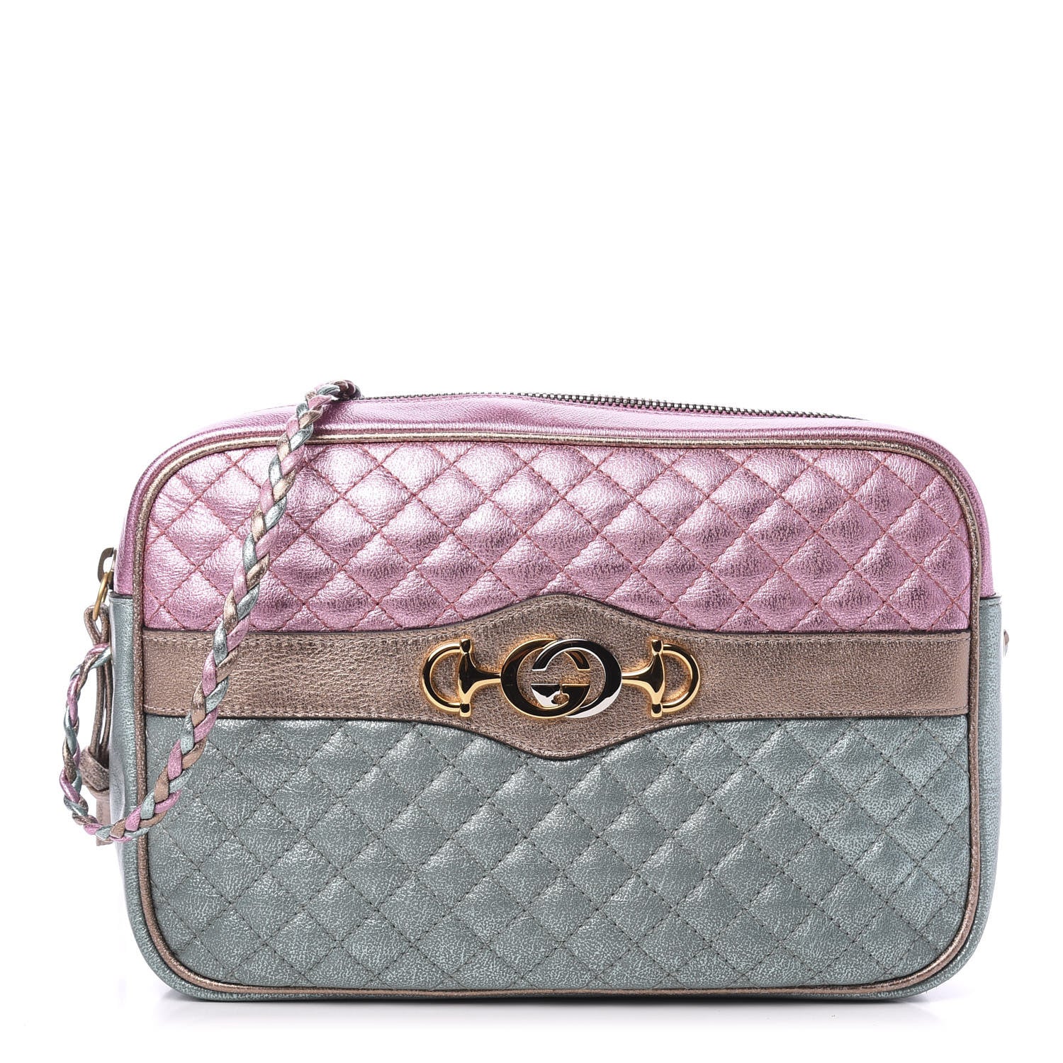 Gucci Laminated Nappa Trapuntata Small Zumi Shoulder Bag Rosa Lago Rame 1 of 10