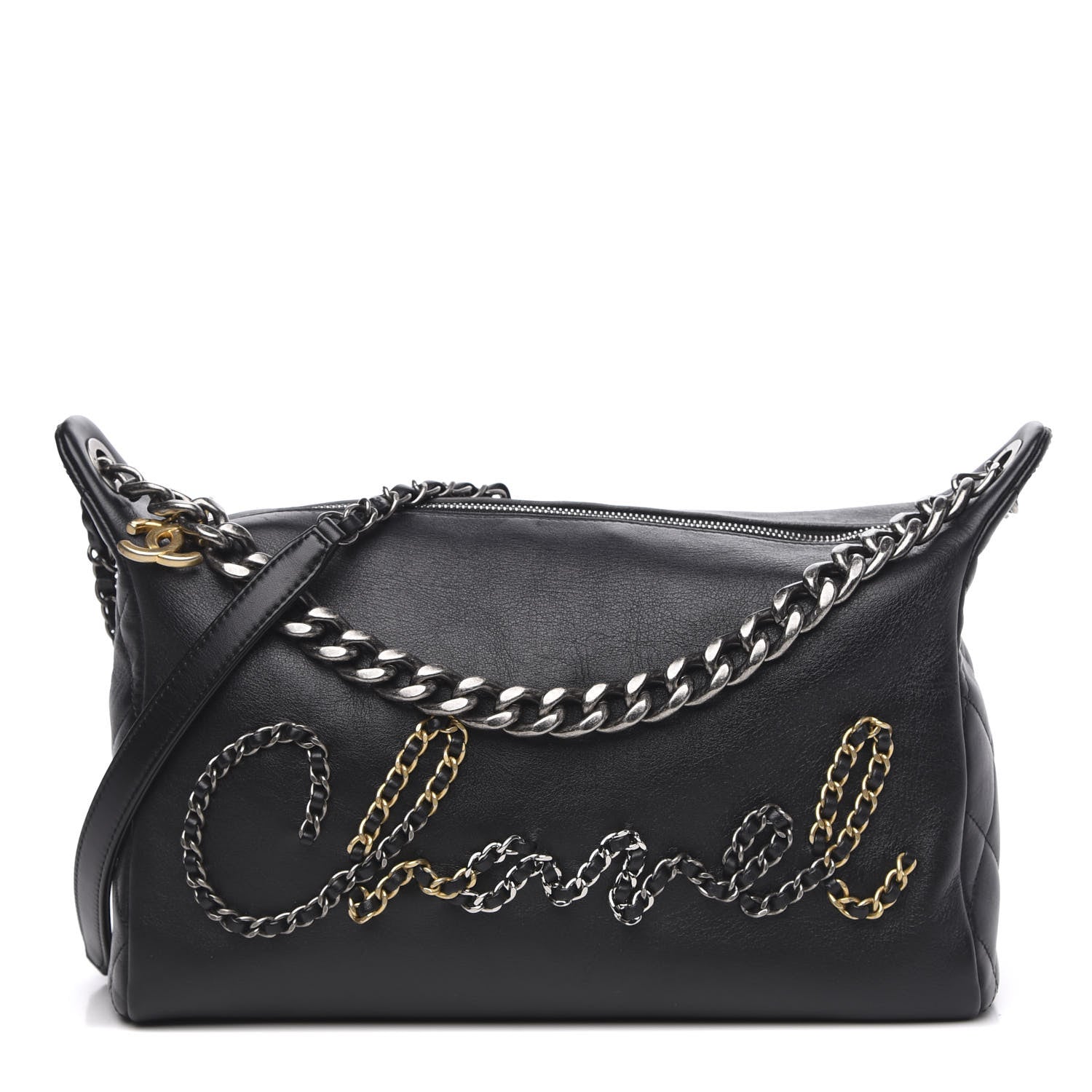 Chanel Calfskin Chain 20s Signature Hobo Black 1 of 12