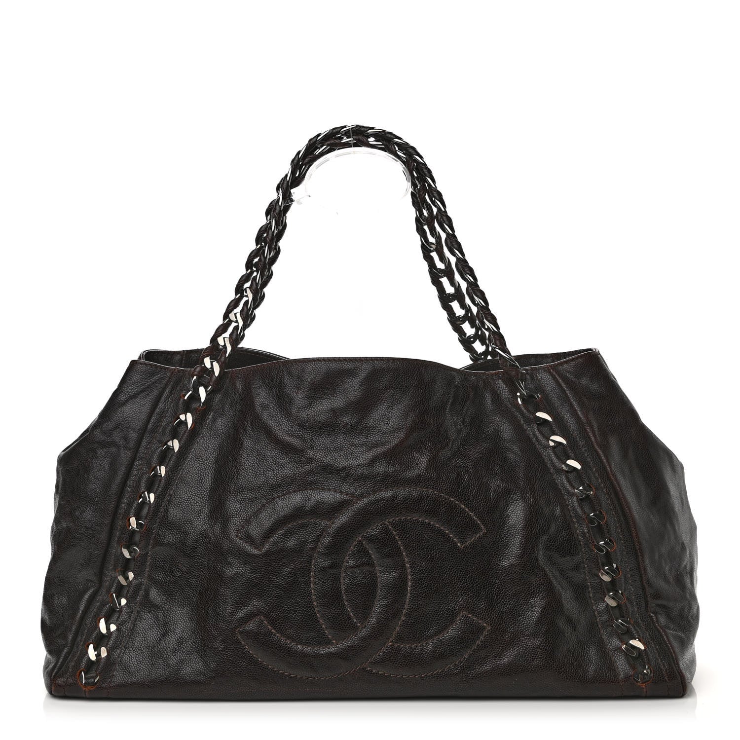 Chanel Glazed Caviar Large East West Modern Chain Tote Brown 1 of 11
