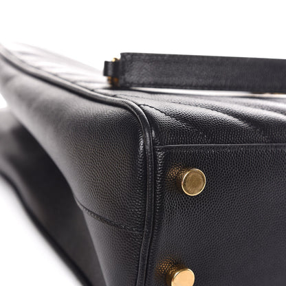 Saint Laurent Grain De Poudre Matelasse Chevron Monogram Shopping Bag Black 11 of 13