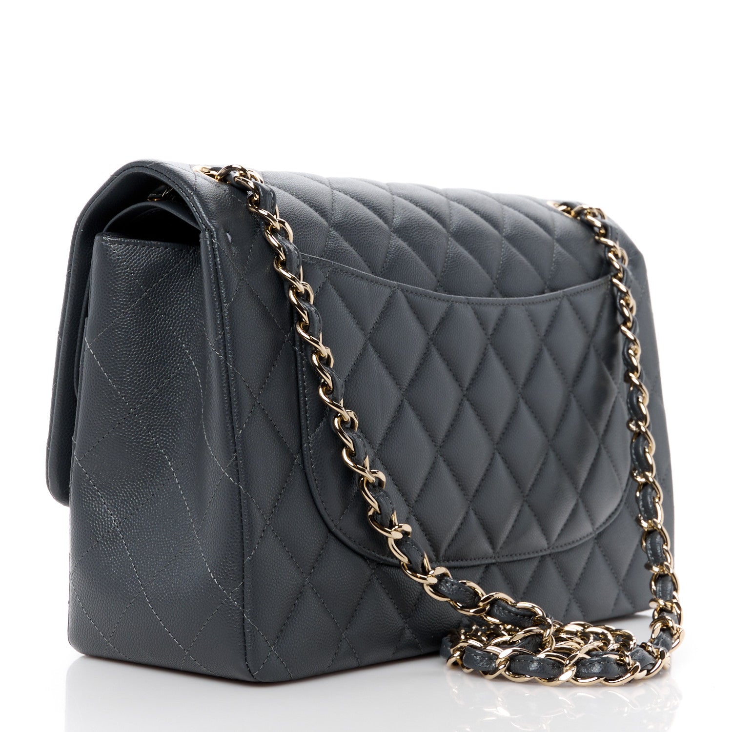 Chanel Caviar Quilted Jumbo Double Flap Dark Grey 3 of 11