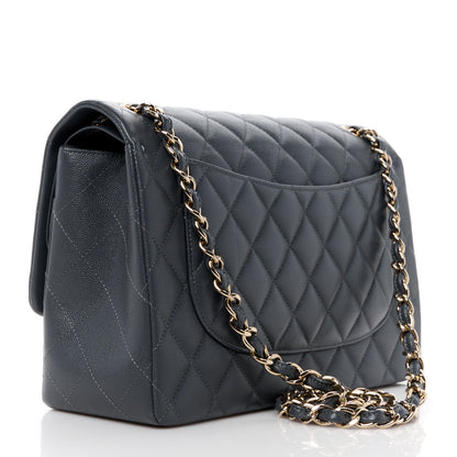 Chanel Caviar Quilted Jumbo Double Flap Dark Grey 3 of 11