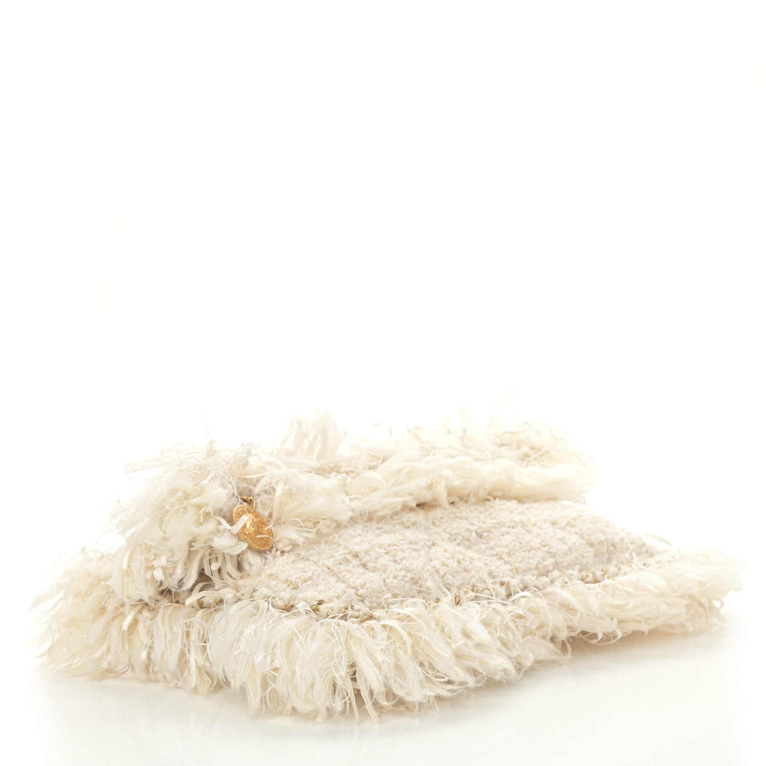 Chanel Tweed Quilted Fringe Clutch White 4 of 10