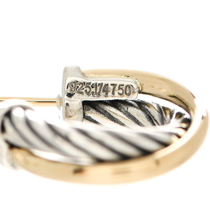 David Yurman Sterling Silver 18K Yellow Gold 17mm Crossover Cable Hoop Earrings 4 of 5