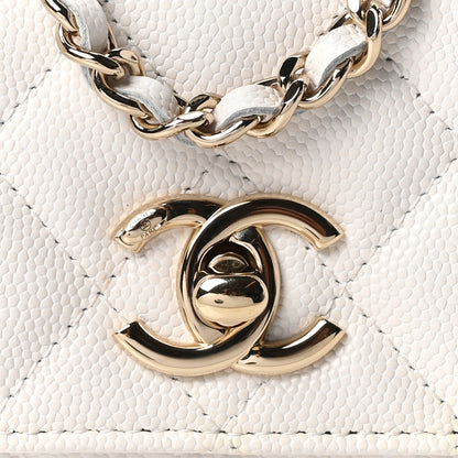 Chanel Caviar Quilted Coco Handle Clutch With Chain White 8 of 11