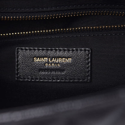 Saint Laurent Grain De Poudre Textured Mixed Matelasse Large Triquilt Monogram Satchel Black 6 of 9