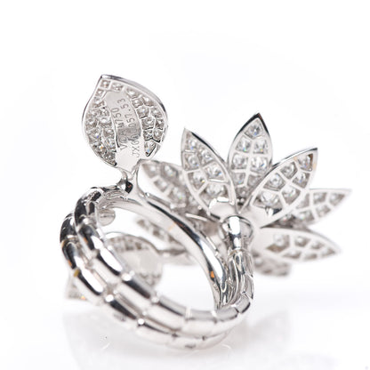 Van Cleef & Arpels 18K White Gold Diamond Lotus Between The Finger Ring 53 6.25 4 of 5