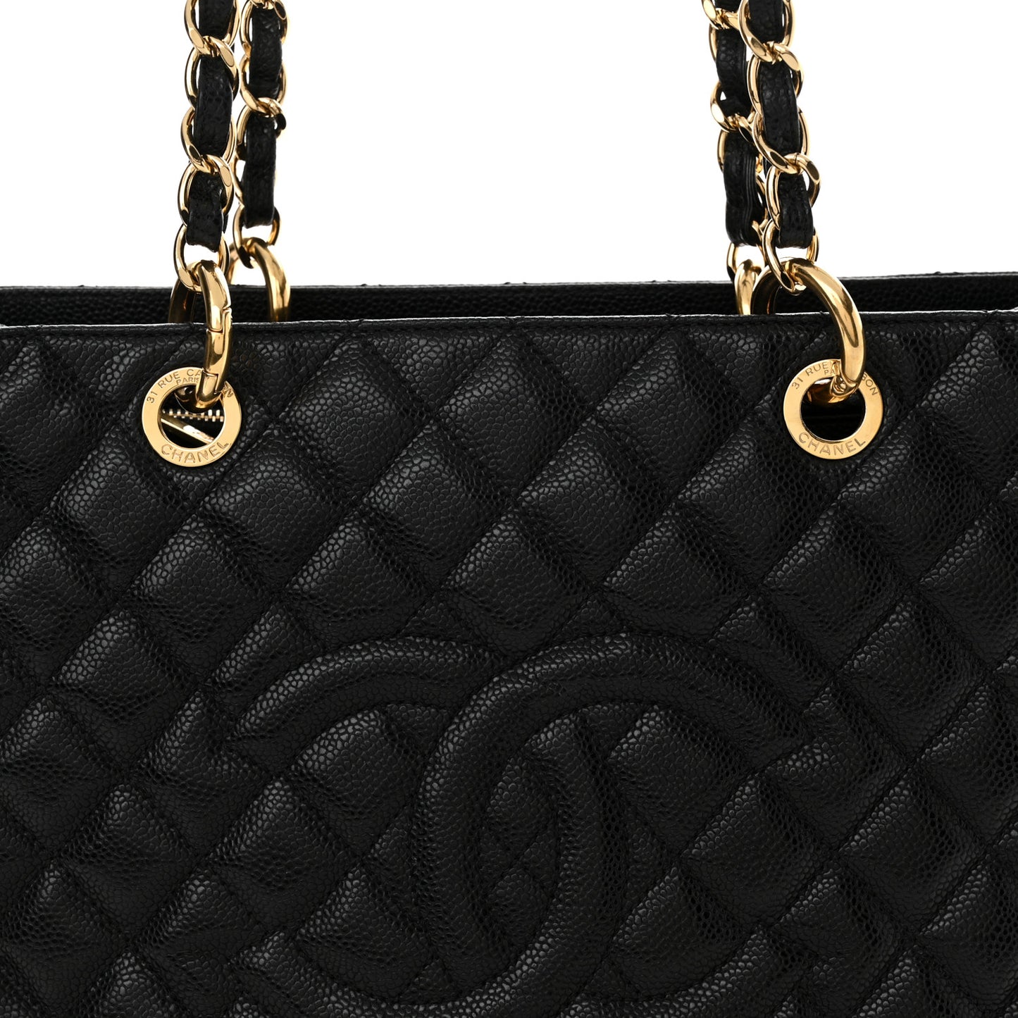 Caviar Quilted Grand Shopping Tote GST Black