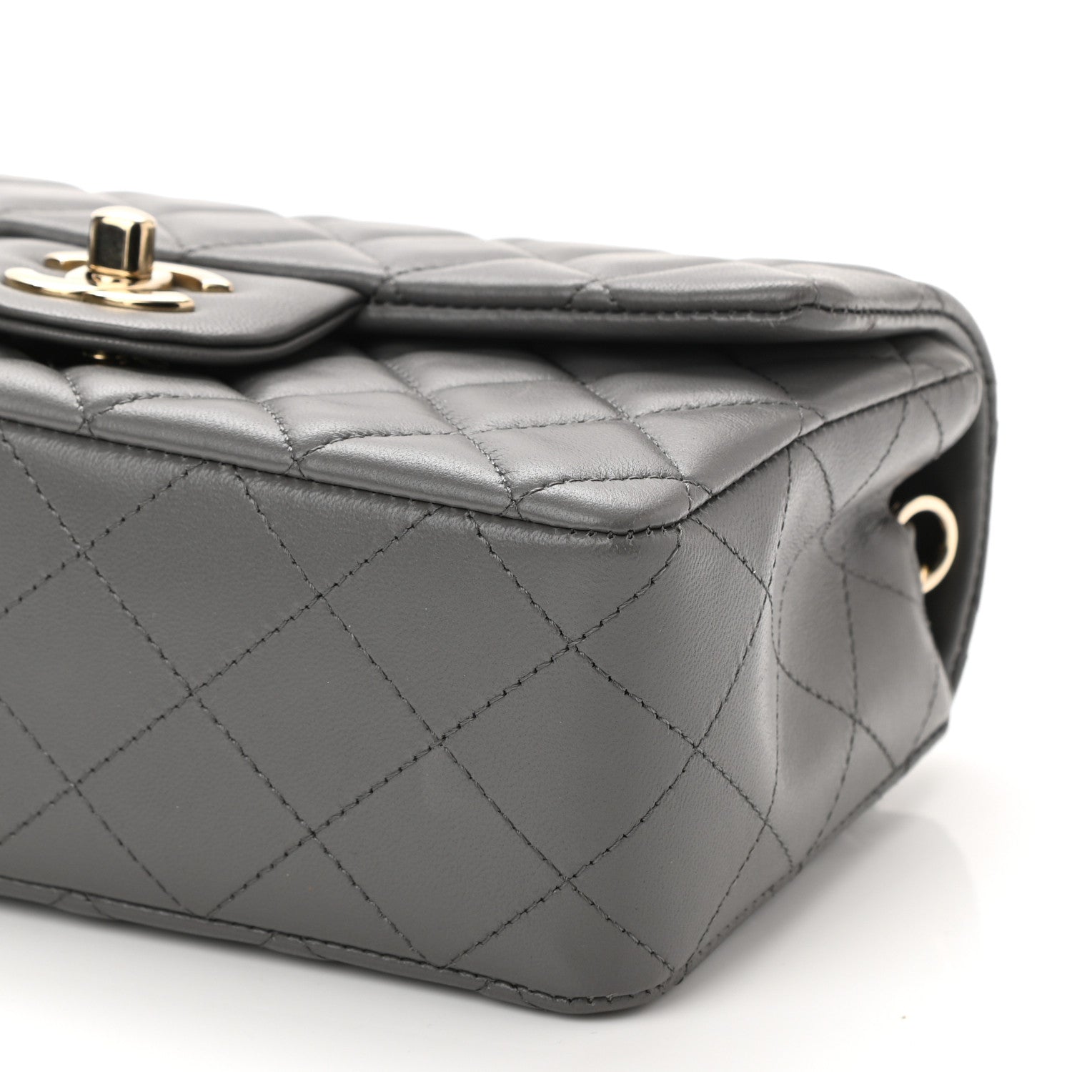 Chanel Lambskin Quilted Mini Rectangular Flap Dark Grey 10 of 10