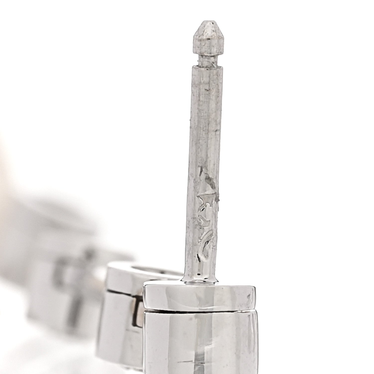 Chanel 18K White Gold Diamond Pearl Drop Earrings 5 of 5