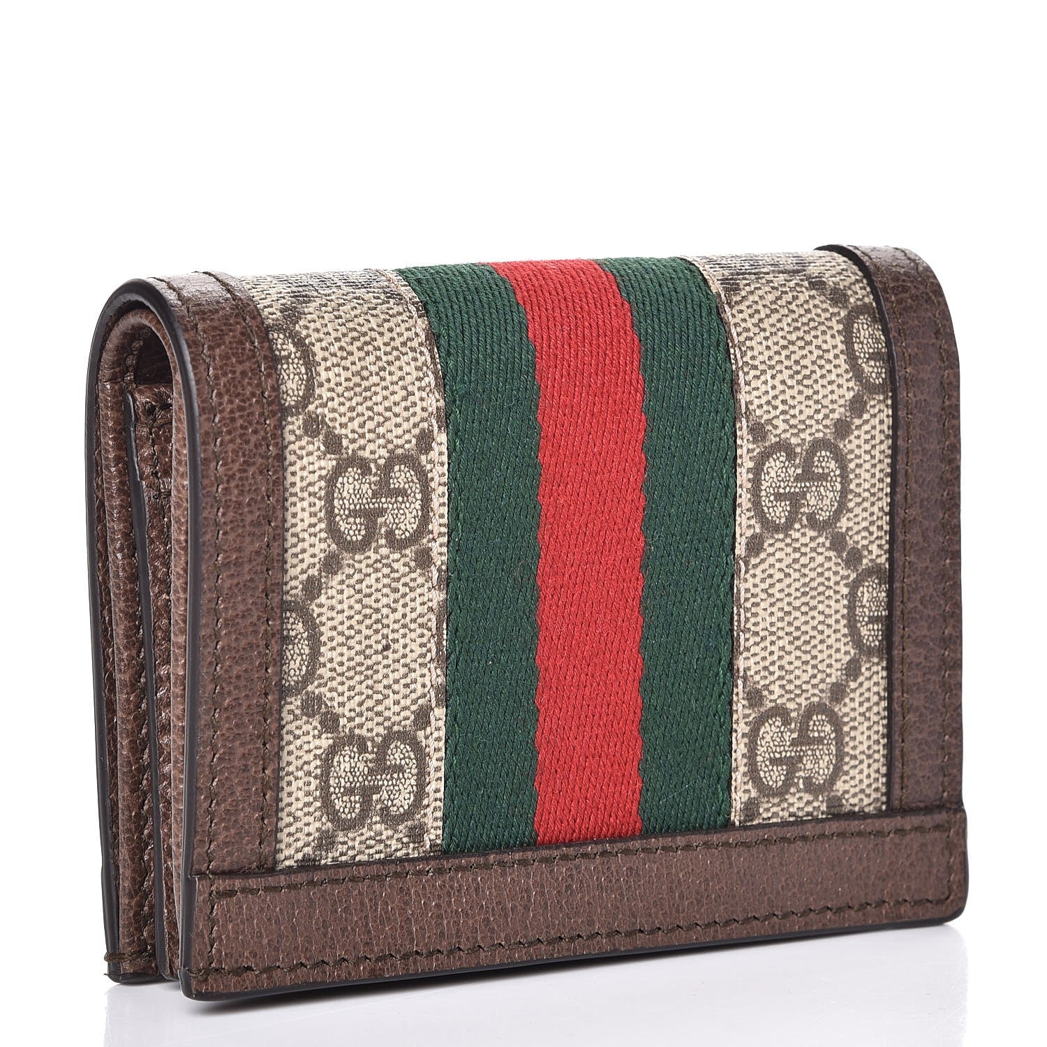 Gucci GG Supreme Monogram Web Ophidia Card Case Beige New Acero 3 of 12