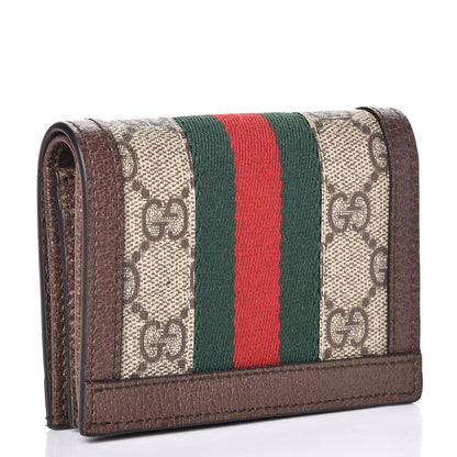Gucci GG Supreme Monogram Web Ophidia Card Case Beige New Acero 3 of 12
