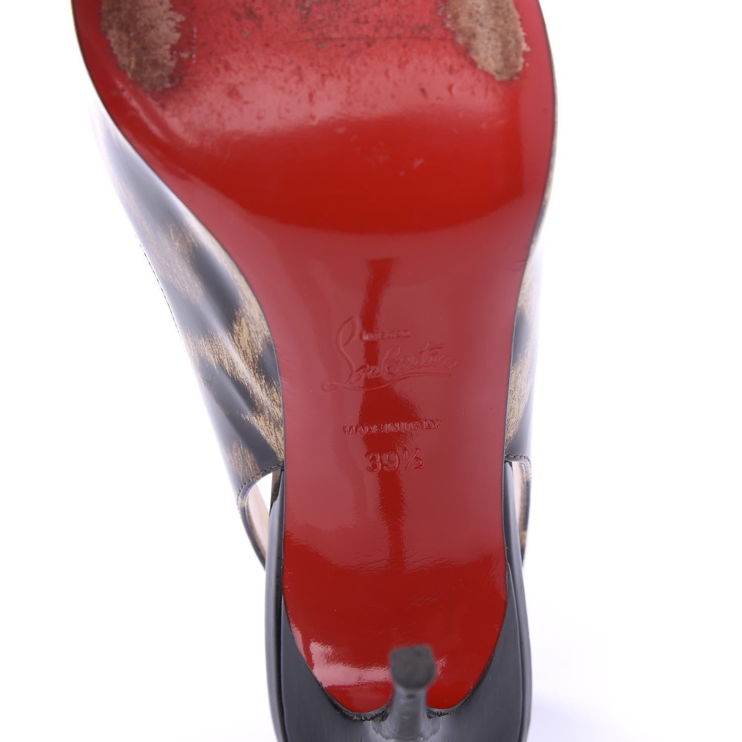 Christian Louboutin Patent Leopardino Fifi Sling 100 Pumps 39.5 Brown Black 6 of 9