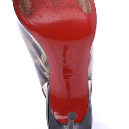 Christian Louboutin Patent Leopardino Fifi Sling 100 Pumps 39.5 Brown Black 6 of 9