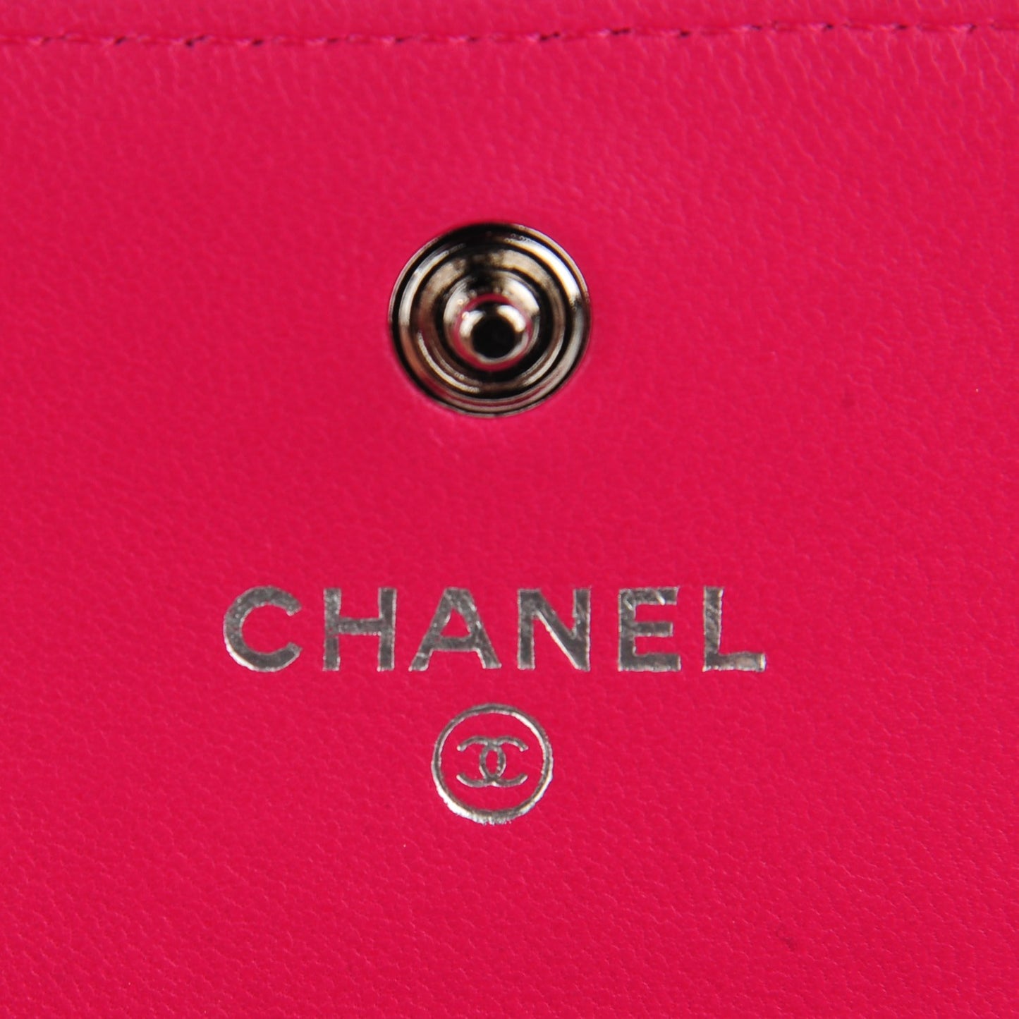 Lambskin Quilted Flap Card Holder Fuchsia