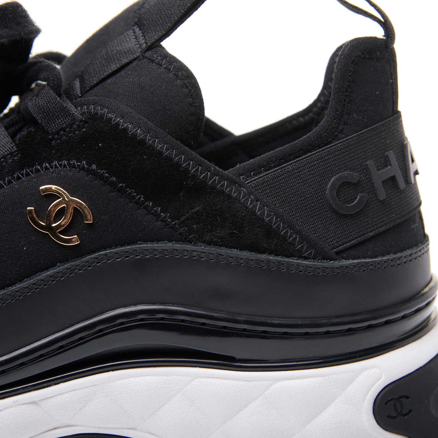 Chanel Velvet Calfskin Mixed Fibers CC Sneakers 41 Black 9 of 13