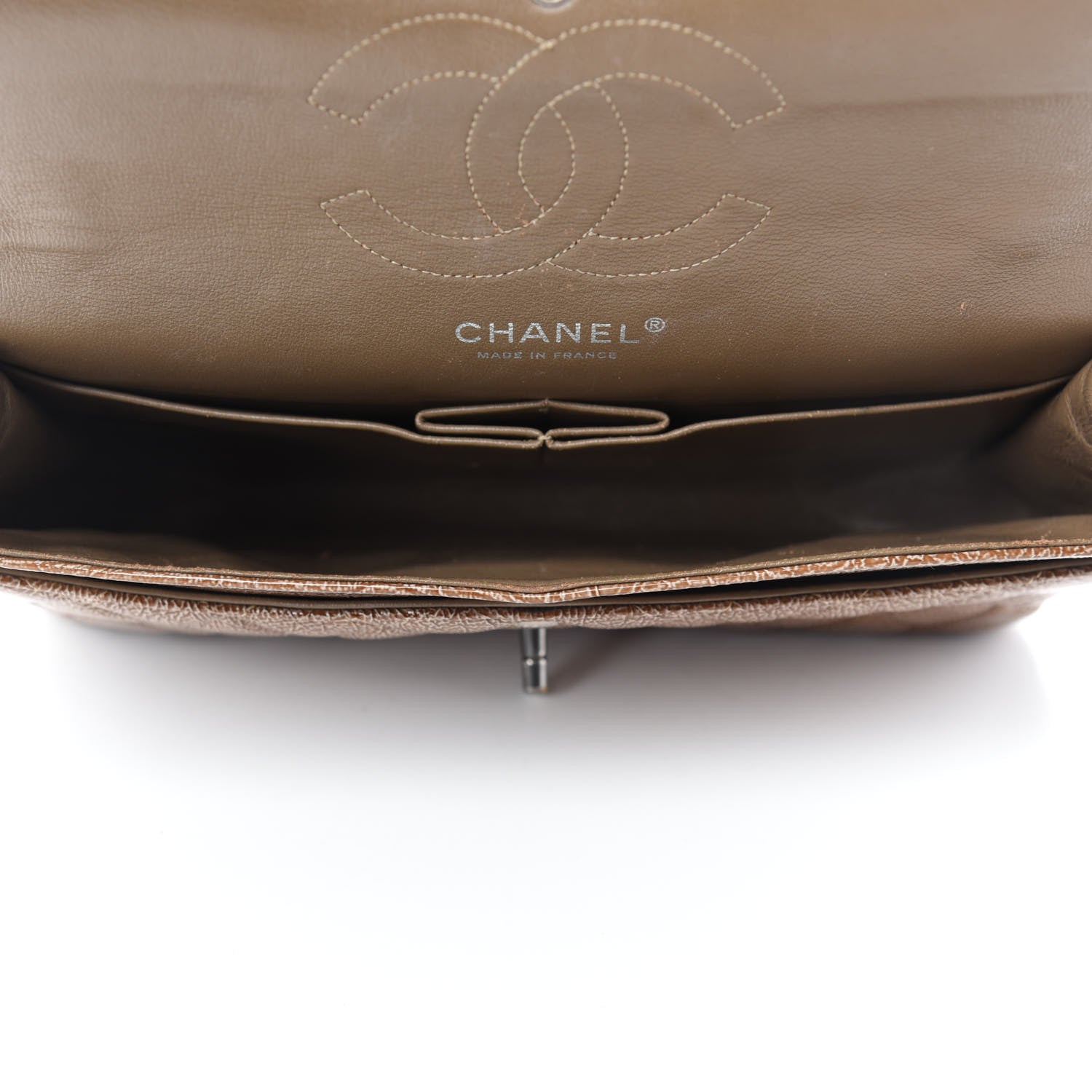 Chanel Crinkled Patent Quilted Medium Double Flap Brown 5 of 11