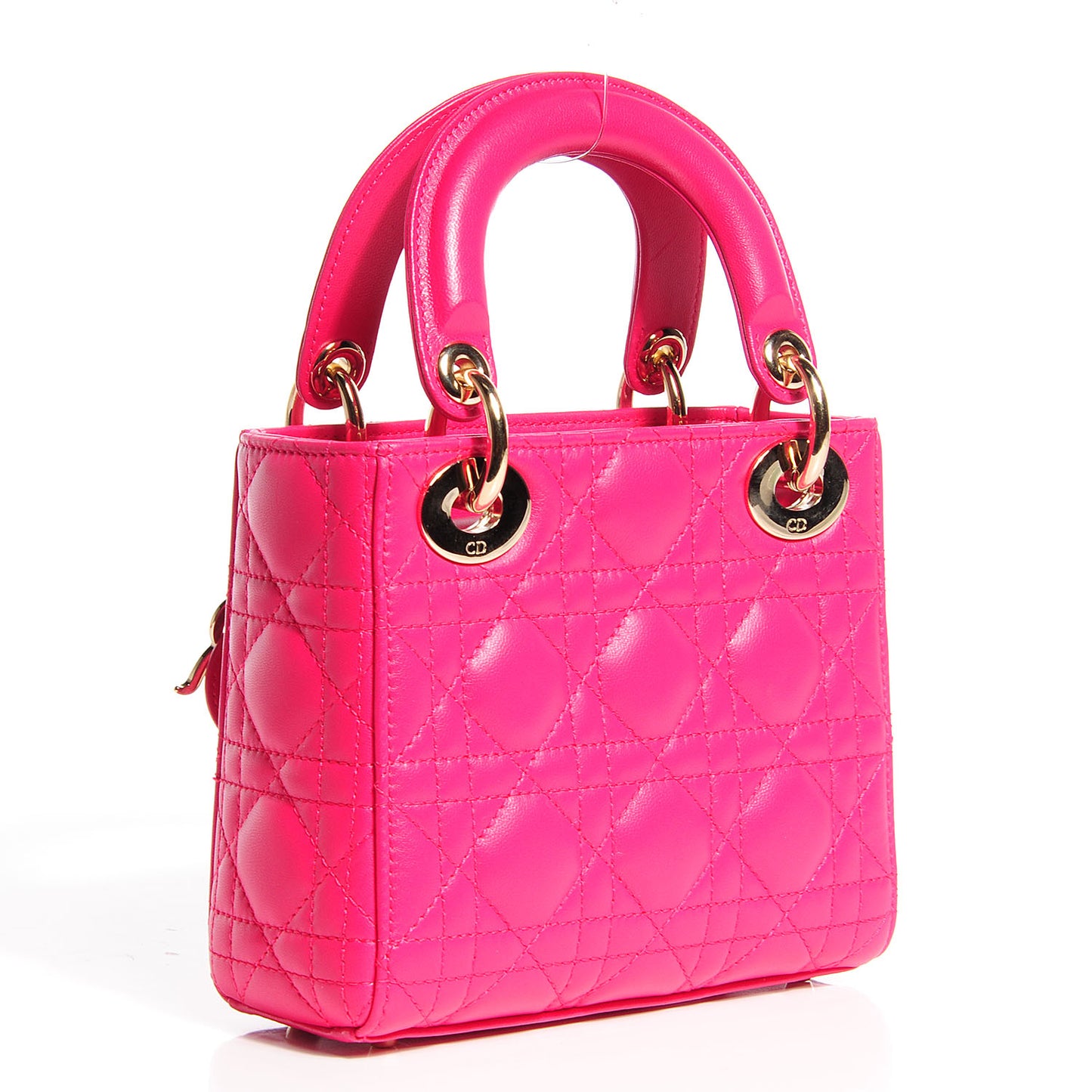 Lambskin Cannage Mini Lady Dior Fuchsia