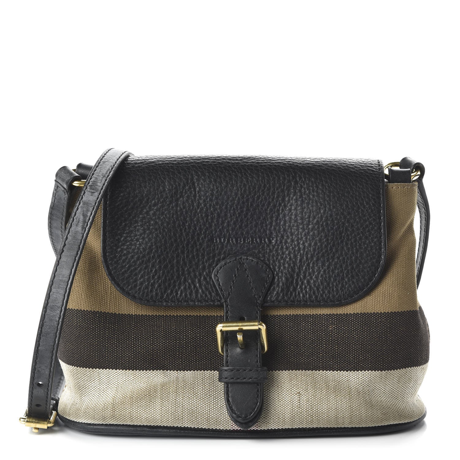Burberry Mega Check Grainy Calfskin Small Gowan Messenger Bag Black 1 of 11