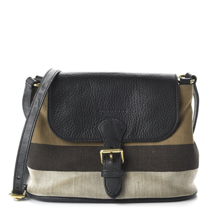 Burberry Mega Check Grainy Calfskin Small Gowan Messenger Bag Black 1 of 11
