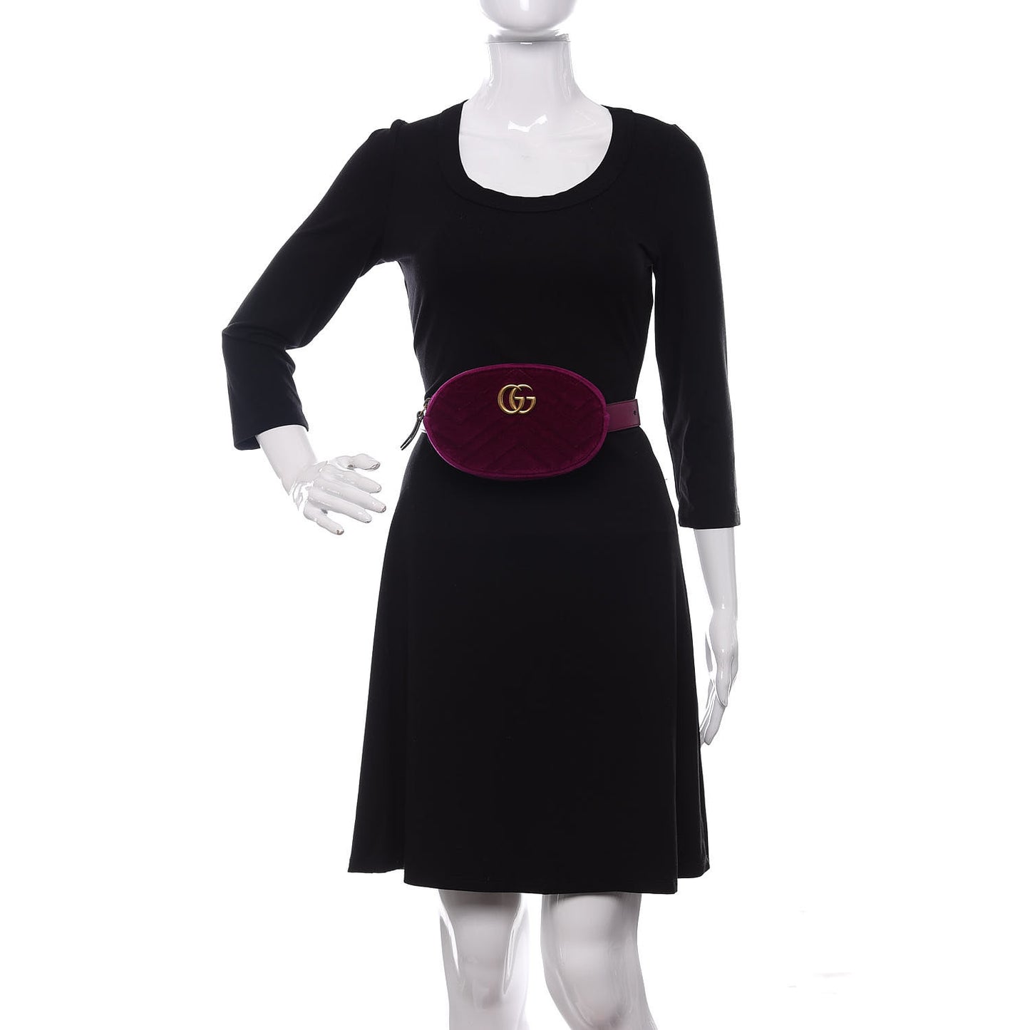 Velvet Matelasse GG Marmont Belt Bag 75 30 Fuchsia Violet Cyclamen