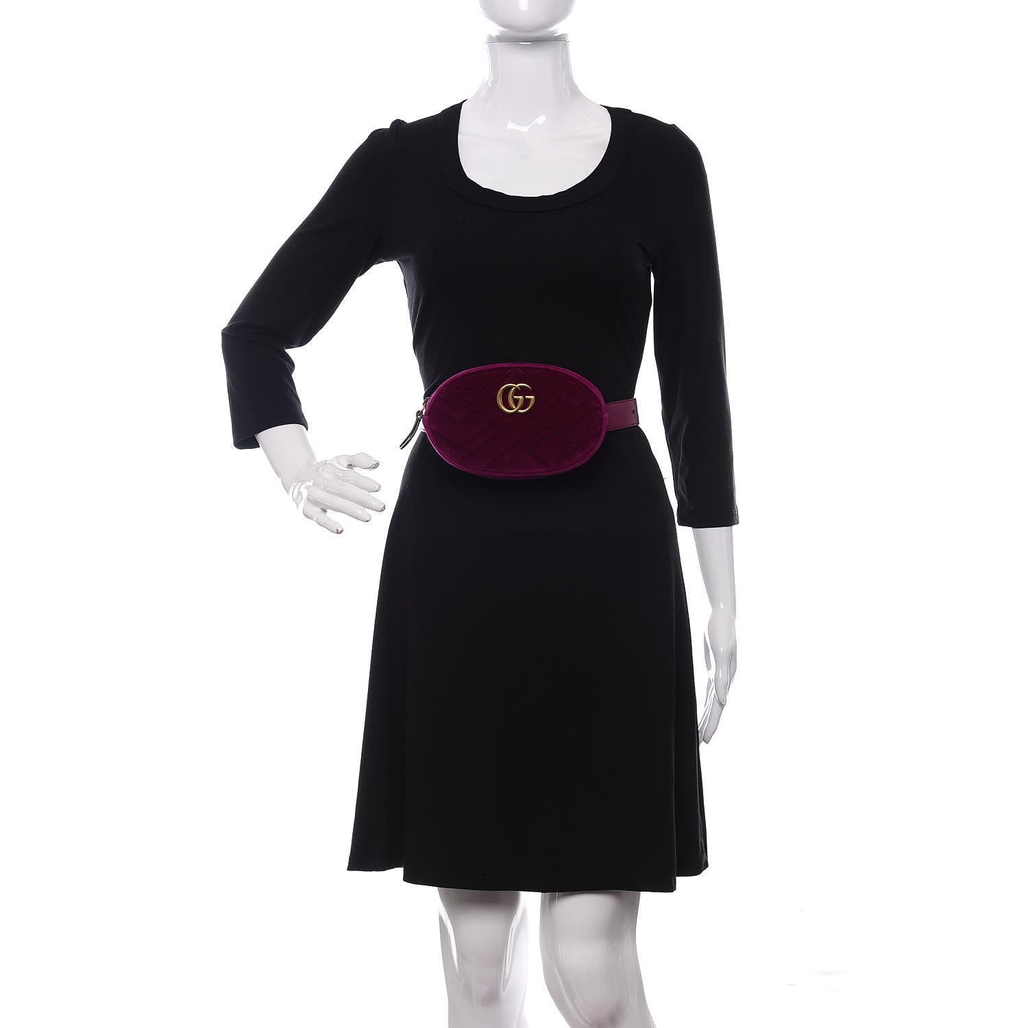 Gucci Velvet Matelasse GG Marmont Belt Bag 75 30 Fuchsia Violet Cyclamen 2 of 11