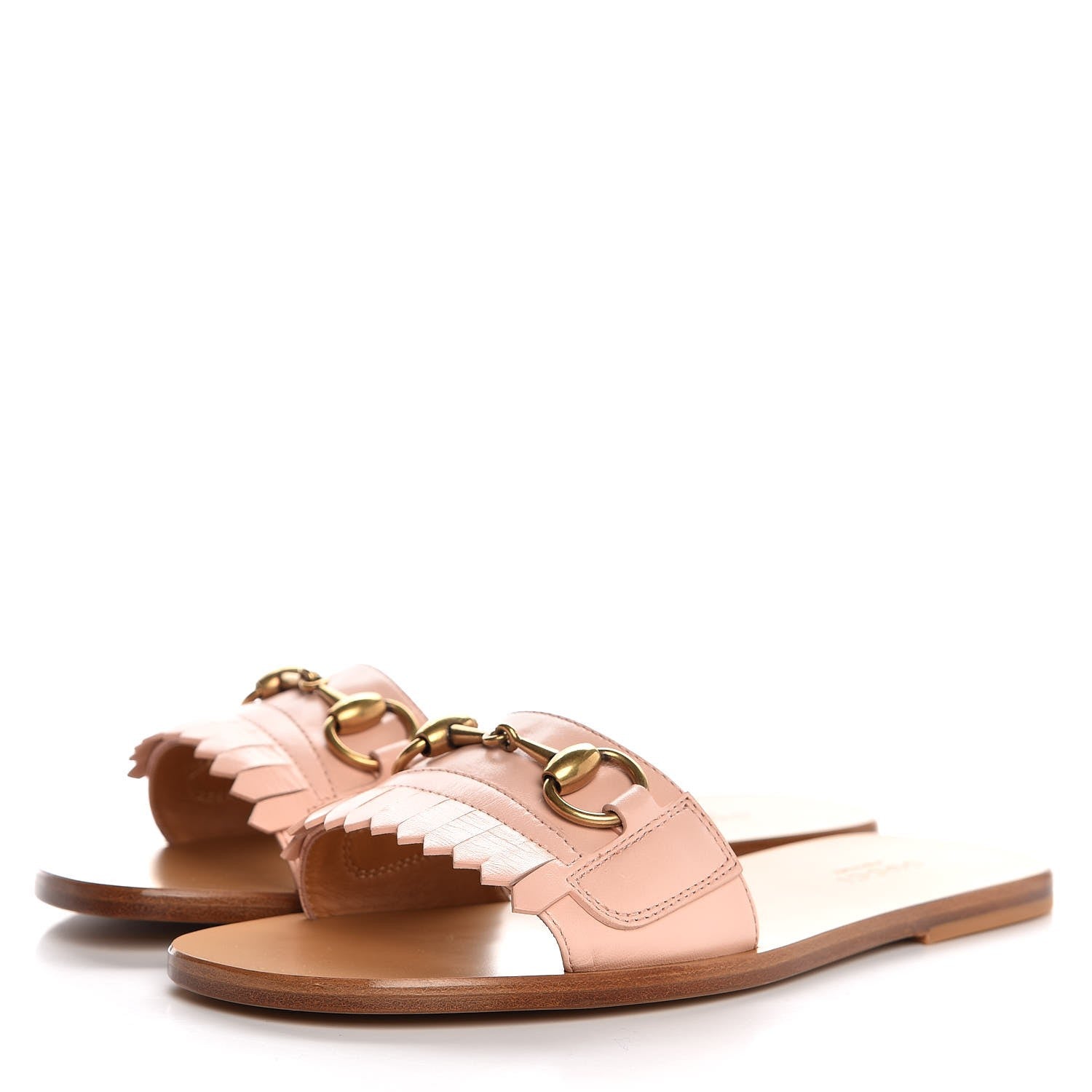 Gucci Malaga Kid Fringe Horsebit Slide Sandals 36 Perfect Pink 3 of 8