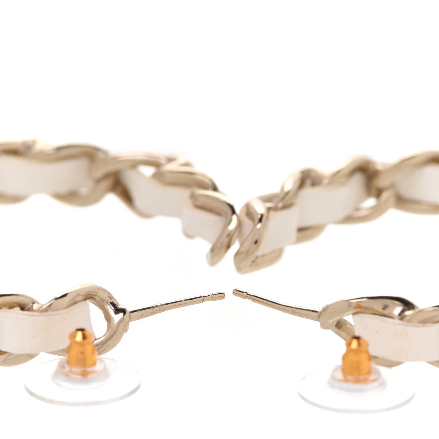 Chanel Lambskin Pearl More Is More CC Chain Hoop Earrings Matte Gold White 3 of 4
