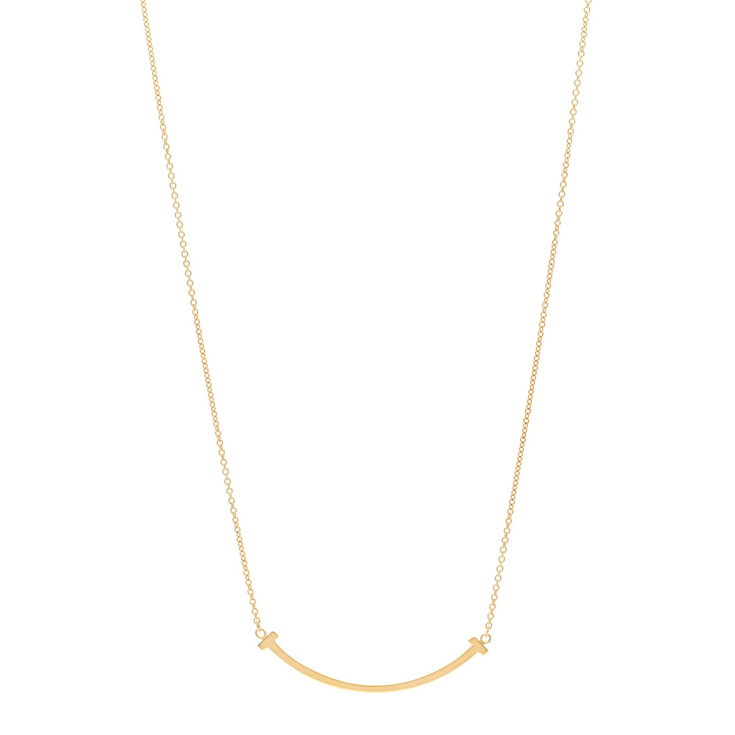 18K Yellow Gold Small T Smile Pendant Necklace