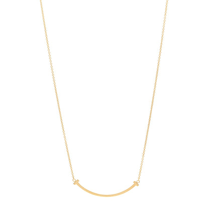 Tiffany 18K Yellow Gold Small T Smile Pendant Necklace 1 of 5