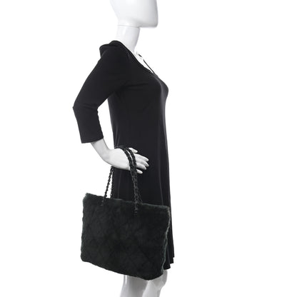 Chanel Lapin Fur Quilt Pattern Tote Green 2 of 10