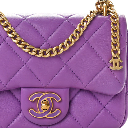 Chanel Lambskin Enamel Quilted Mini Pending CC Square Flap Purple 8 of 10