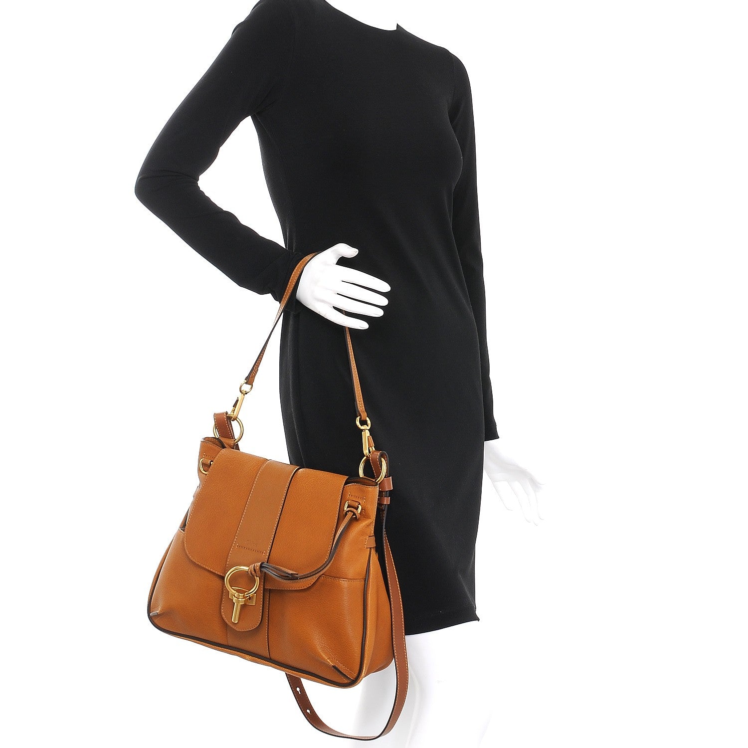 Chloe Grained Lambskin Medium Lexa Shoulder Bag Mustard Brown 3 of 9