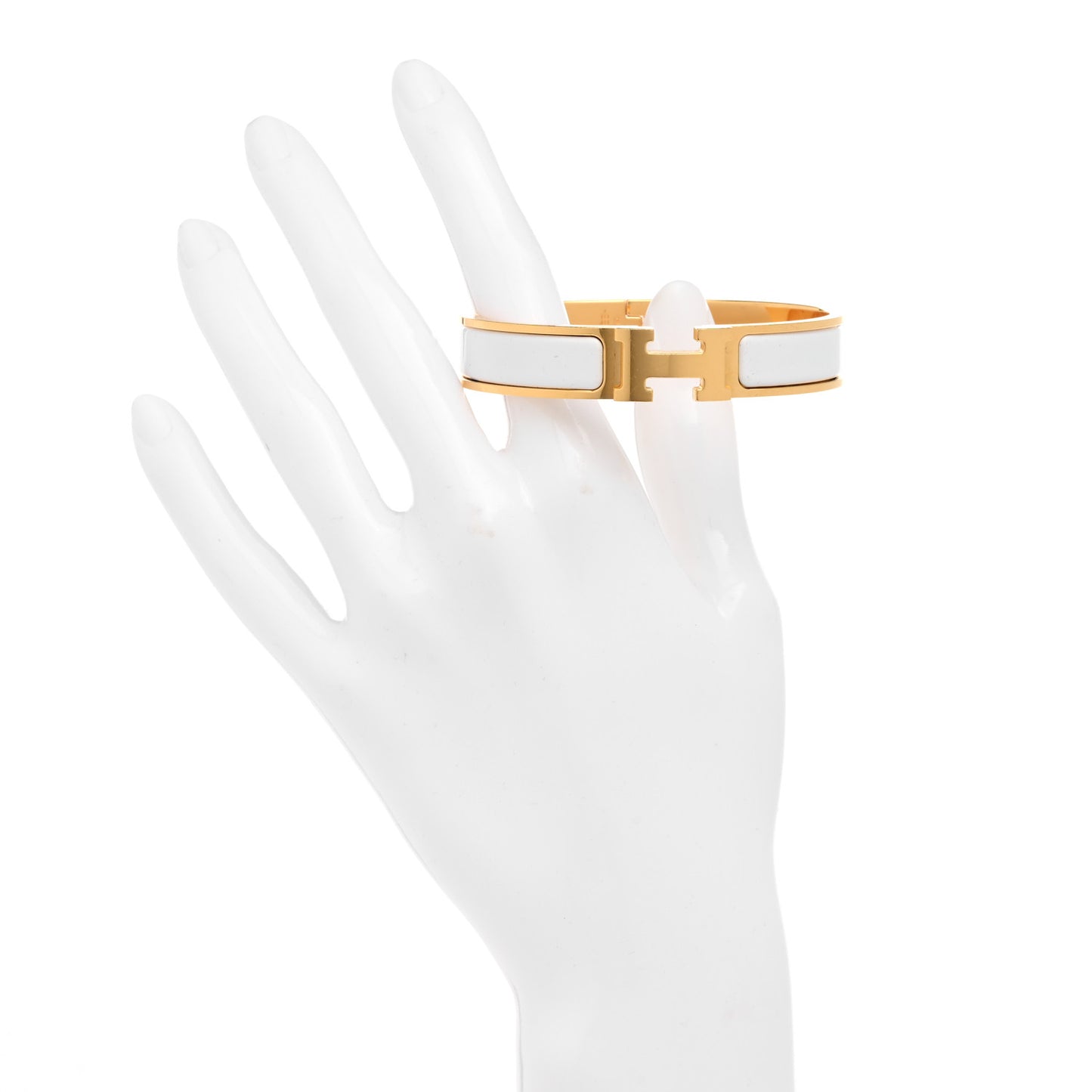 Enamel Narrow Clic Clac H Bracelet GM White