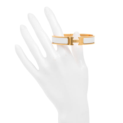 Hermes Enamel Narrow Clic Clac H Bracelet GM White 2 of 4