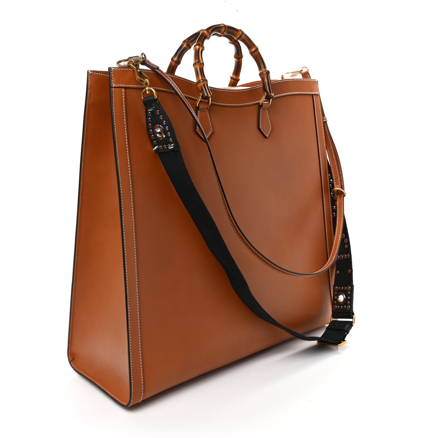 Calfskin Studded Maxi Diana Tote Bag Cuir