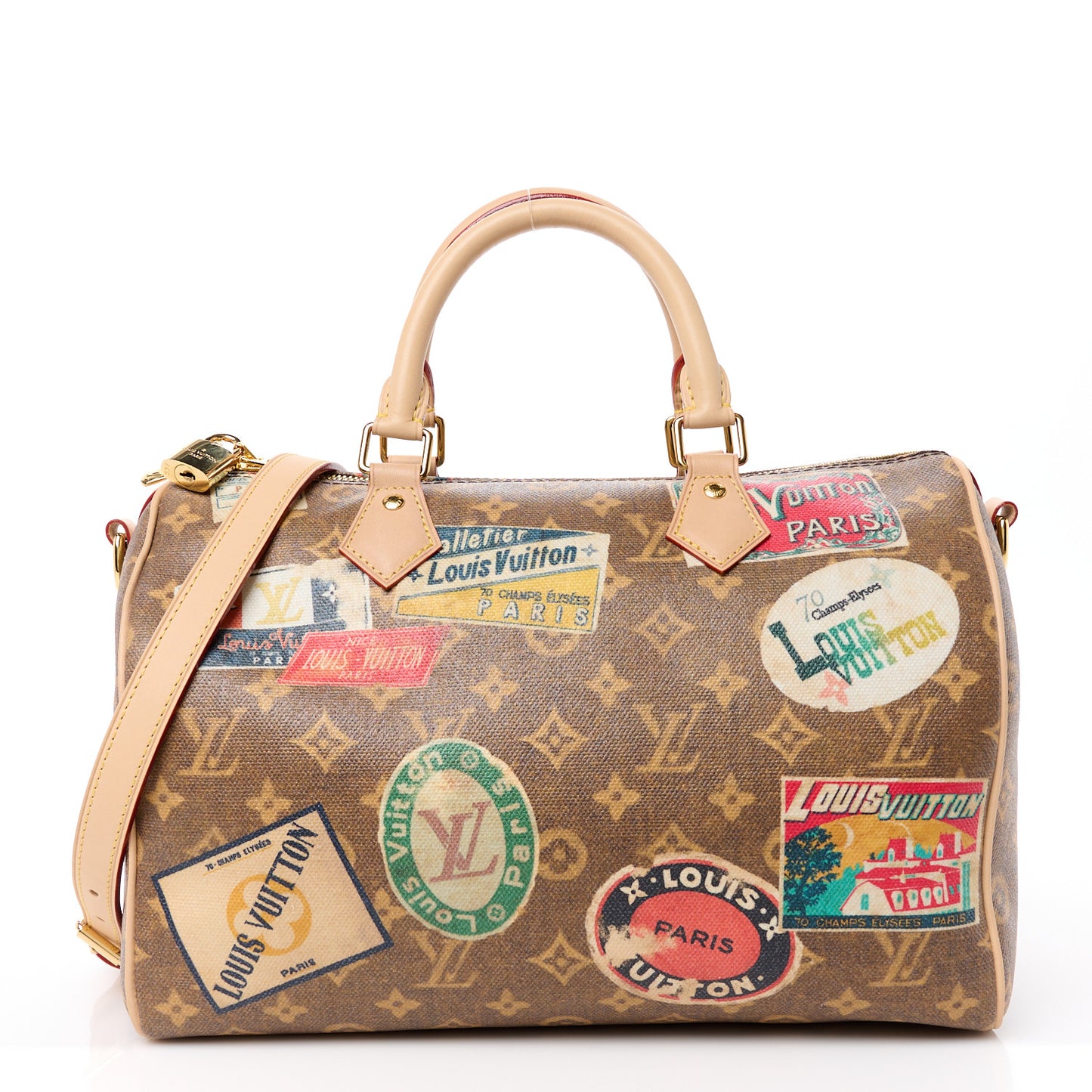 Monogram Hotel Labels Speedy Bandouliere 30