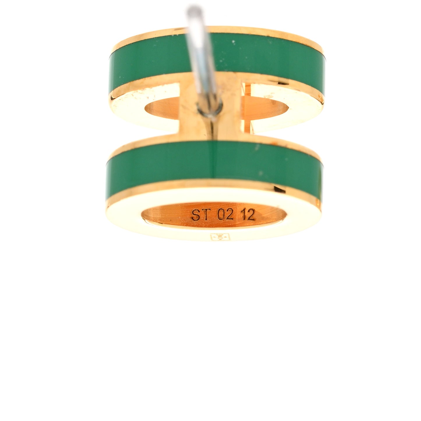 Gold Lacquered Mini Pop H Earrings Malachite