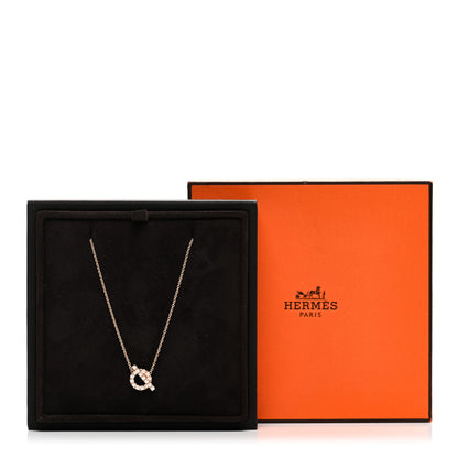 Hermes 18K Rose Gold Diamond Finesse Pendant Necklace 6 of 6