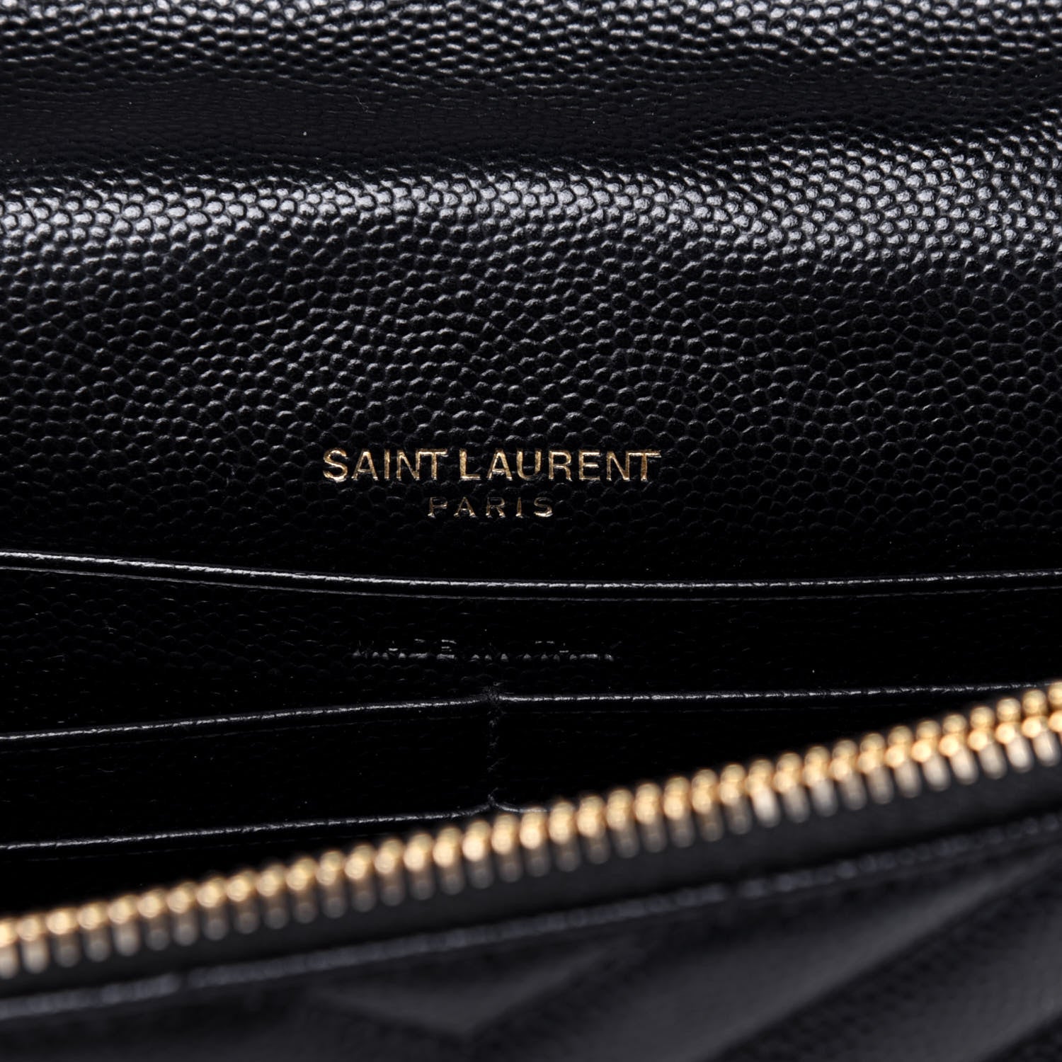 Saint Laurent Grain De Poudre Matelasse Chevron Monogram Envelope Chain Wallet Black 6 of 14
