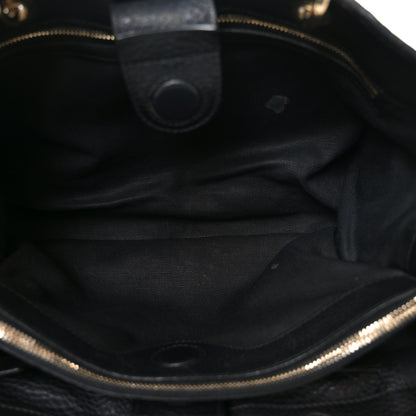 Gucci Pebbled Calfskin Medium Bamboo Shopper Tote Black 5 of 11